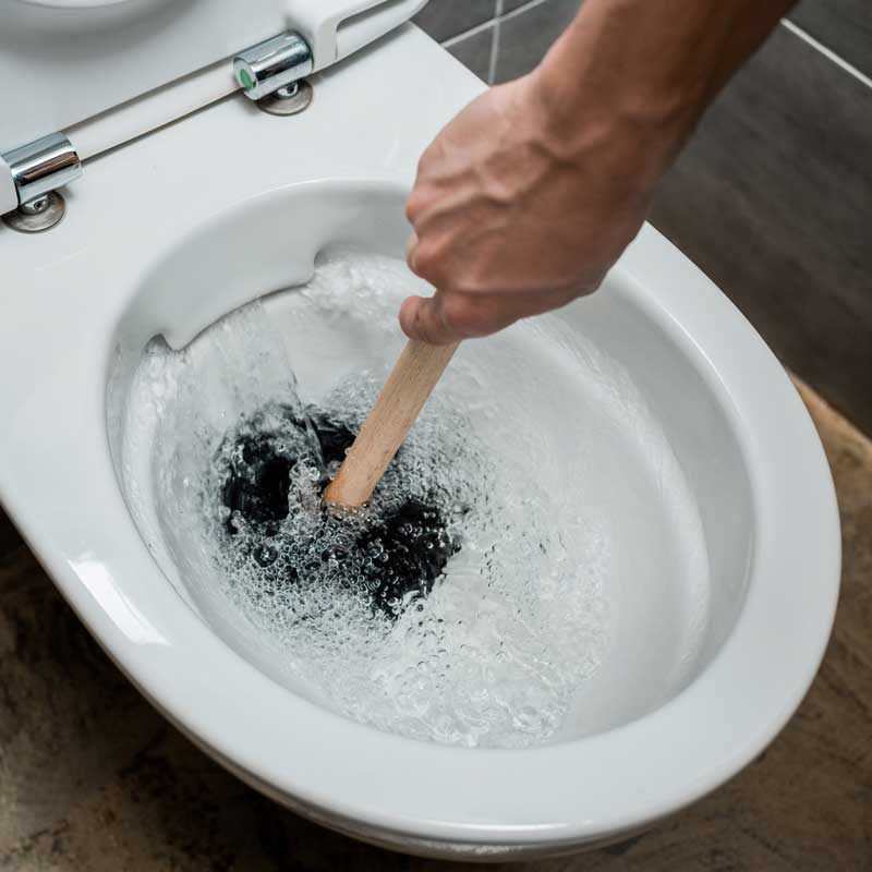 Saugglocke, Plömpel, Pümpel, Hektor, Abflussglocke bei verstopfter Toilette